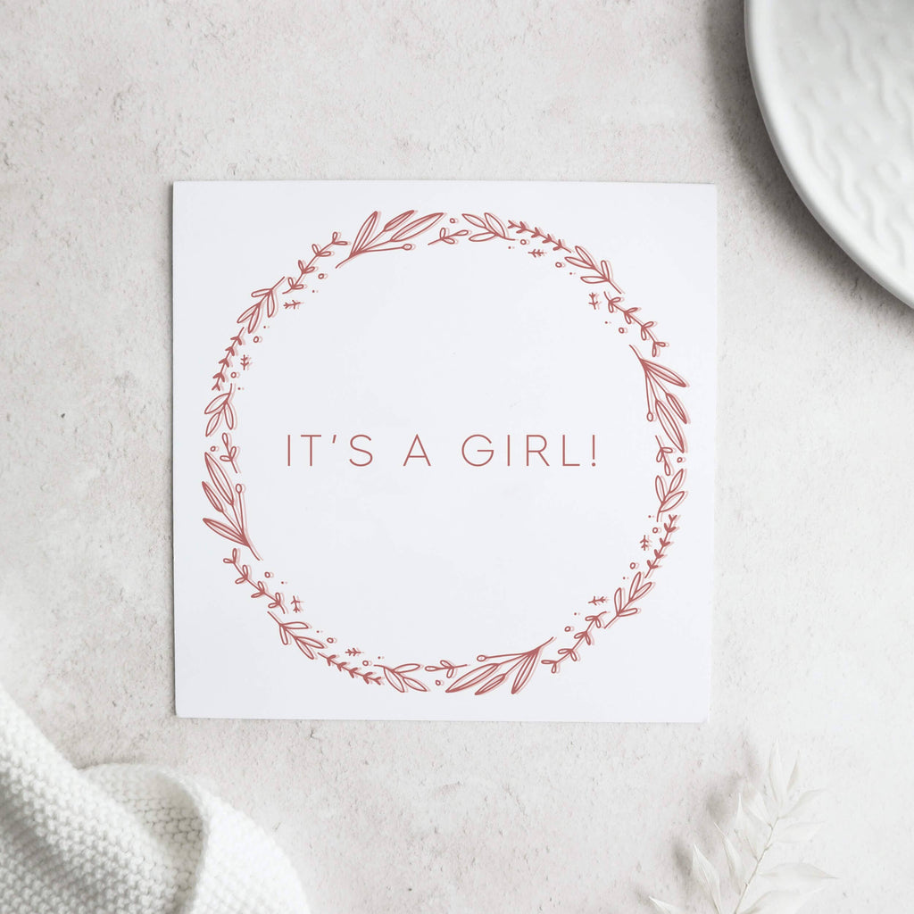 It's a girl new baby card
