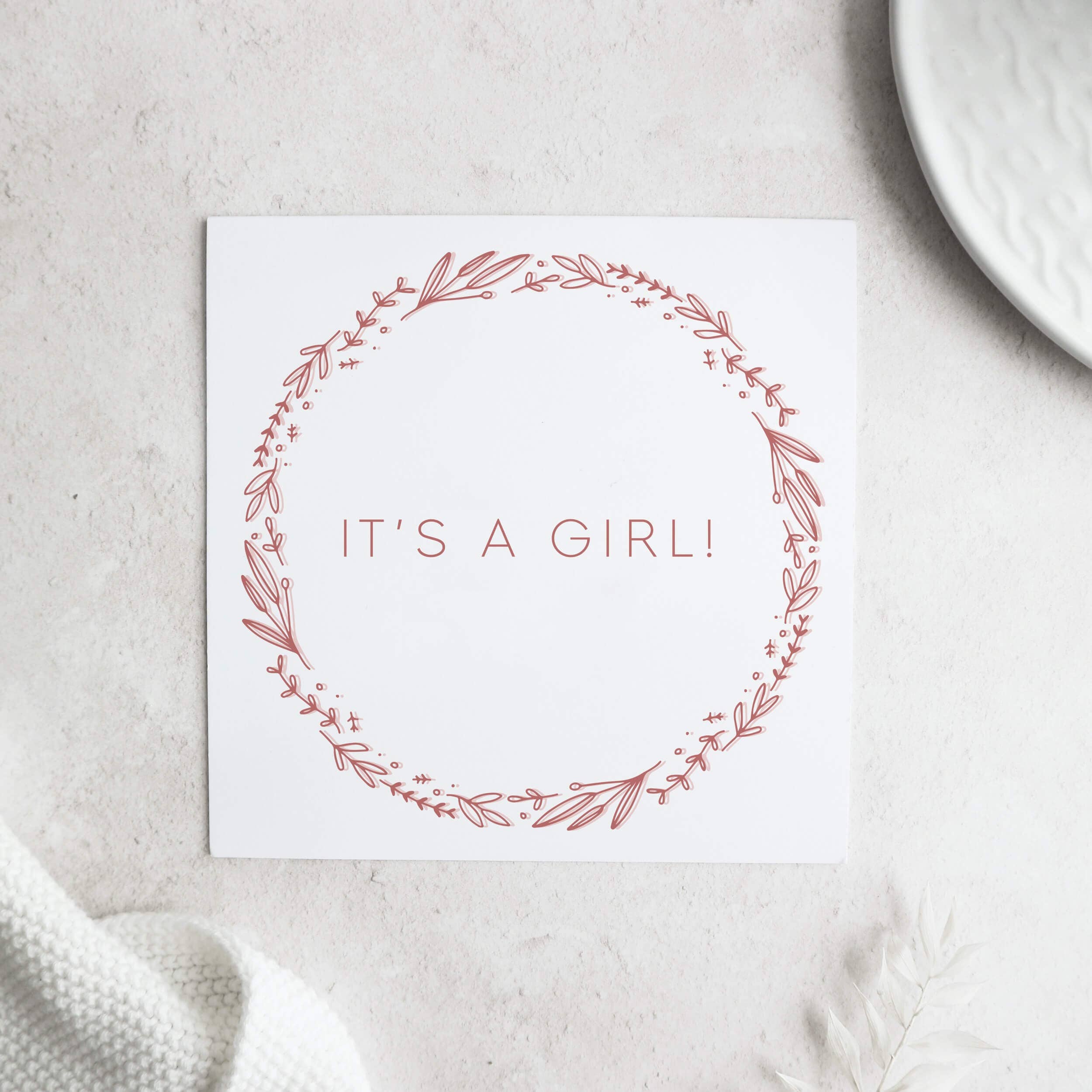 It's a girl new baby card