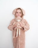 Bathrobe with bunny ears in Old Rose colour