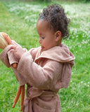 Bathrobe with bunny ears in Old Rose colour