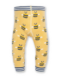 Yellow knitted leggings with a bee all over design.