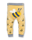 Yellow knitted leggings with a bee all over design.