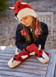 Childs Fox mittens, red and cream with blank nose and eyes