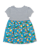 Planet pals dress, blue and cream striped top and bright blue planet pals skirt