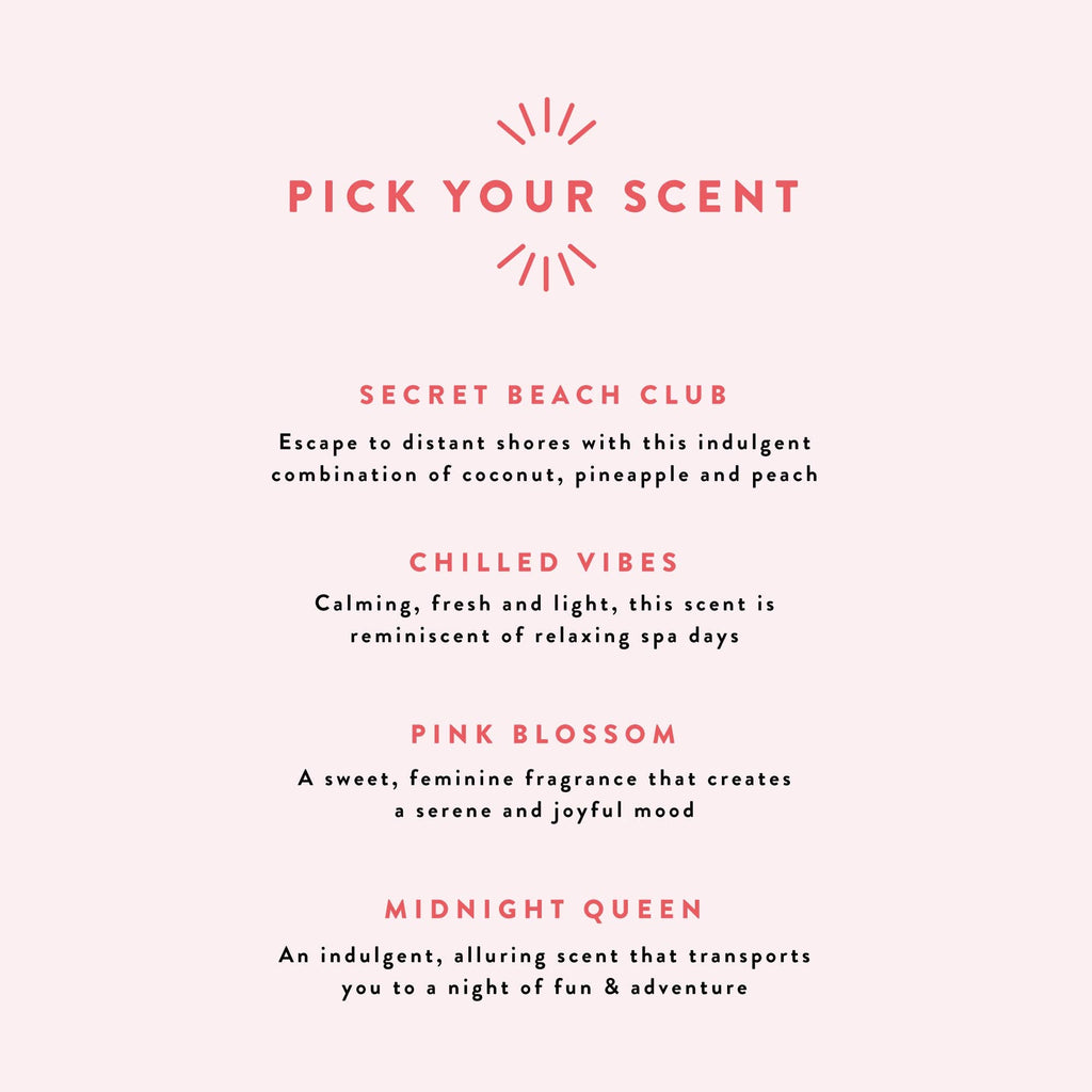 Fragrance selection options with descriptive text on a white background