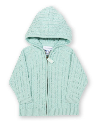 Cable knit hoody in mint green