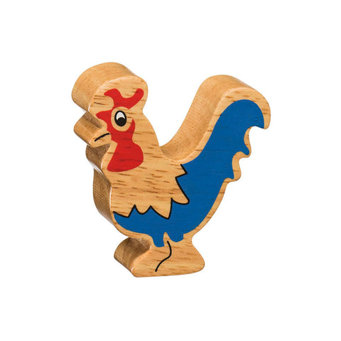 Wooden blue cockerel figure 