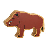 Wooden brown wild boar figure