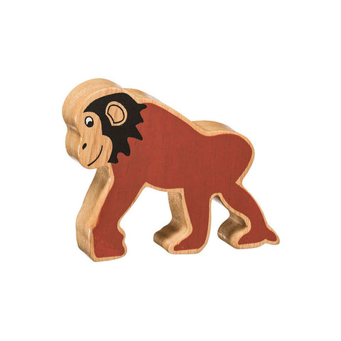 Wooden brown chimpanzee figure