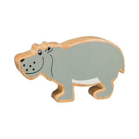 Wooden grey hippo figure