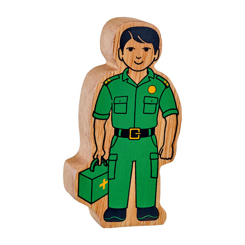 Wooden green paramedic figure