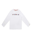 Ecru colour long sleeved t-shirt with lucky stars printed across the front 