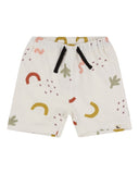 Silhouettes print shorts white with colourful patters 