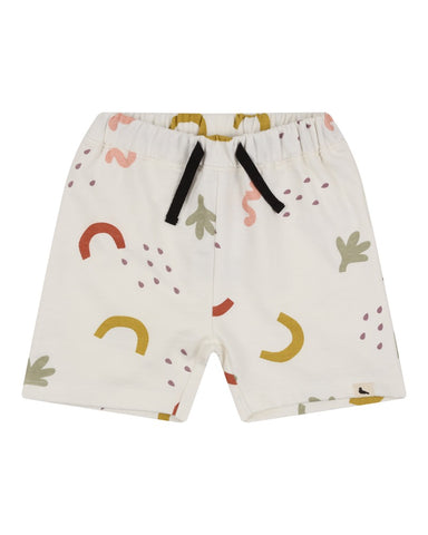 Silhouettes print shorts white with colourful patters 