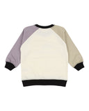 Hello sunshine sweatshirt with a purple and green sleeve